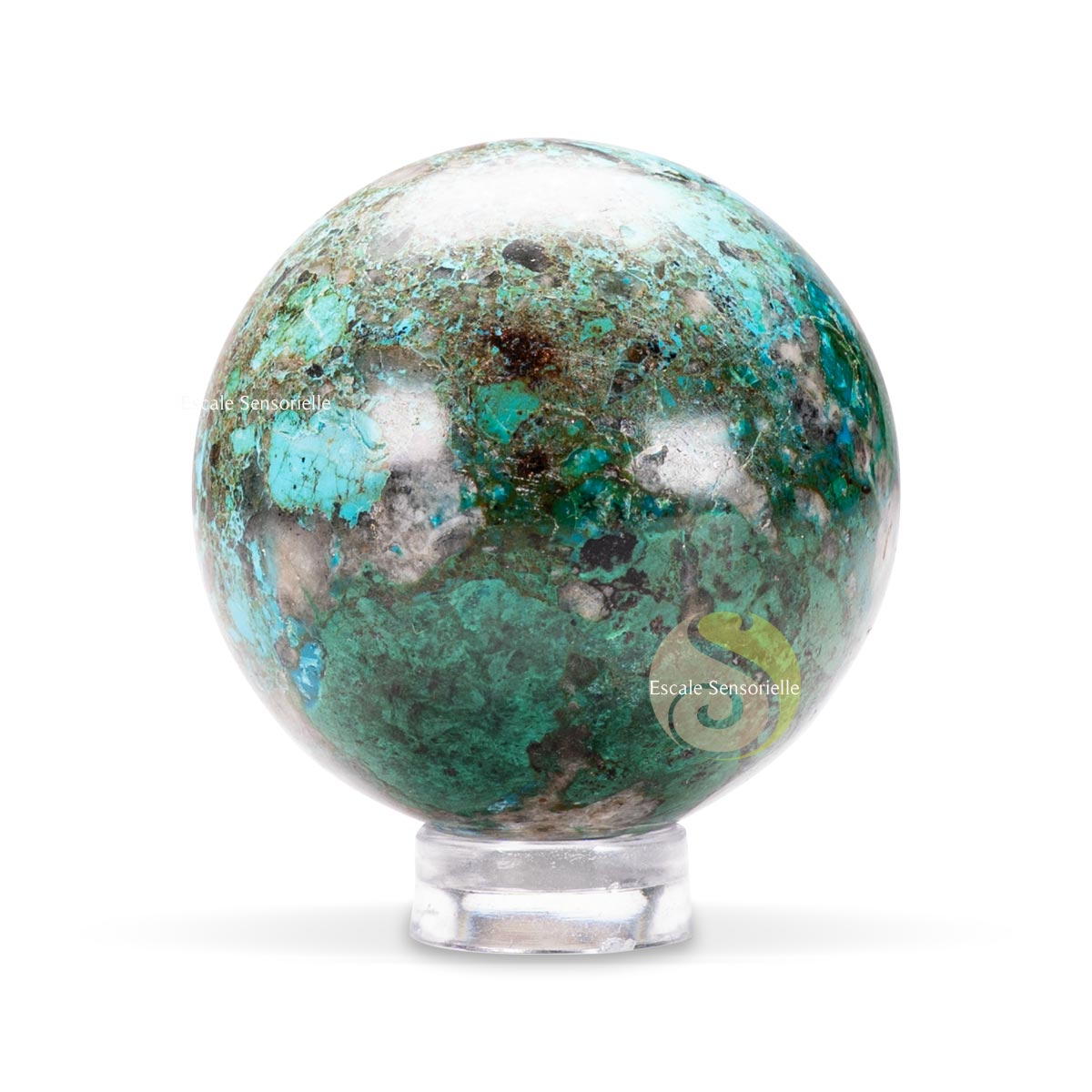 Sphère en chrysocolle de 87g et diamètre de 40mm