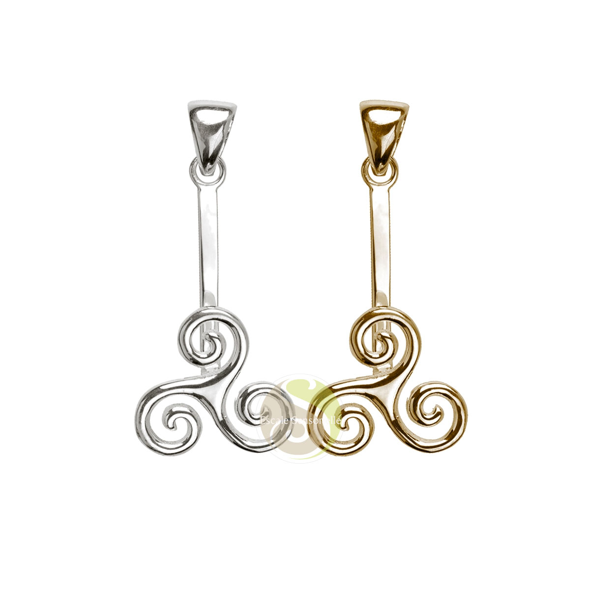 Attache donut triskel plaqué or ou argent 925ème support bijoux pierre minérale naturelle