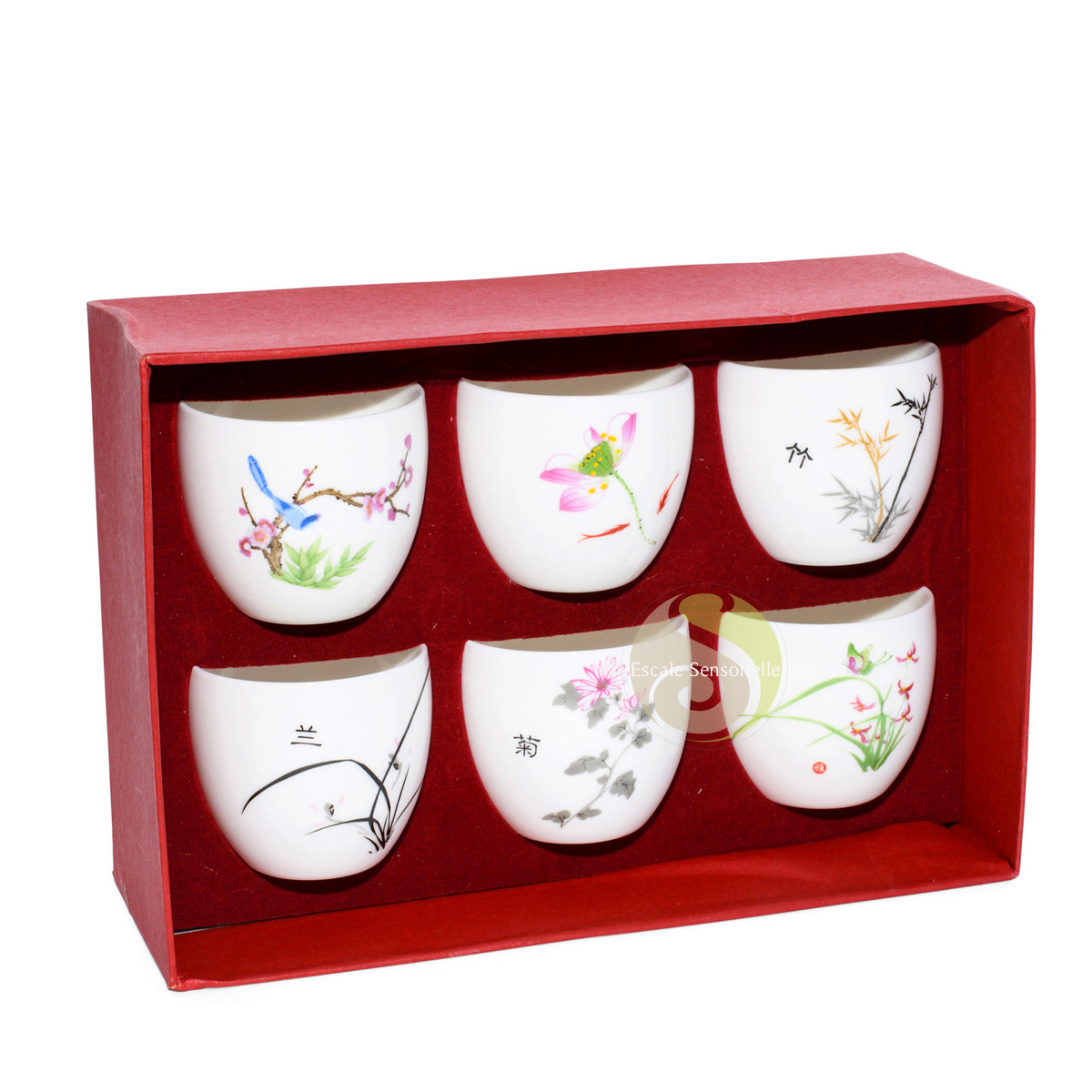 Tasses 80ml design nature japonaise coffret 6 pièces à offrir
