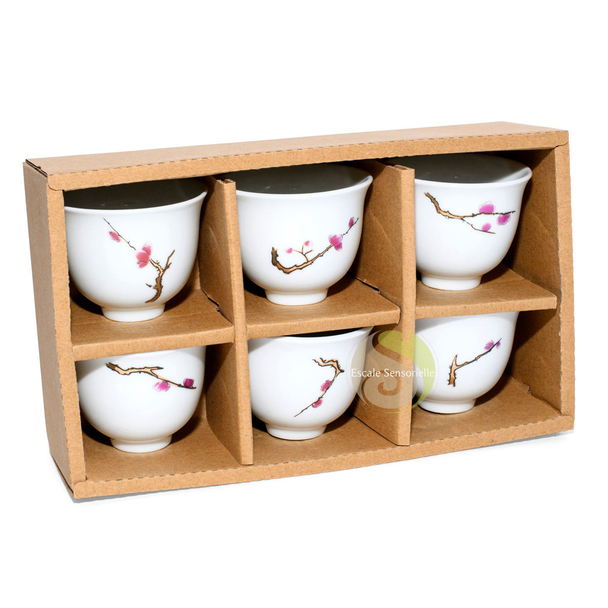 Tasses 50ml fleurs de cerisiers coffret cadeau tea time