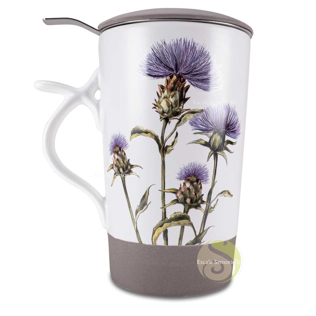 Tisanière cardo mauve céramique anse ergonomique filtre inox
