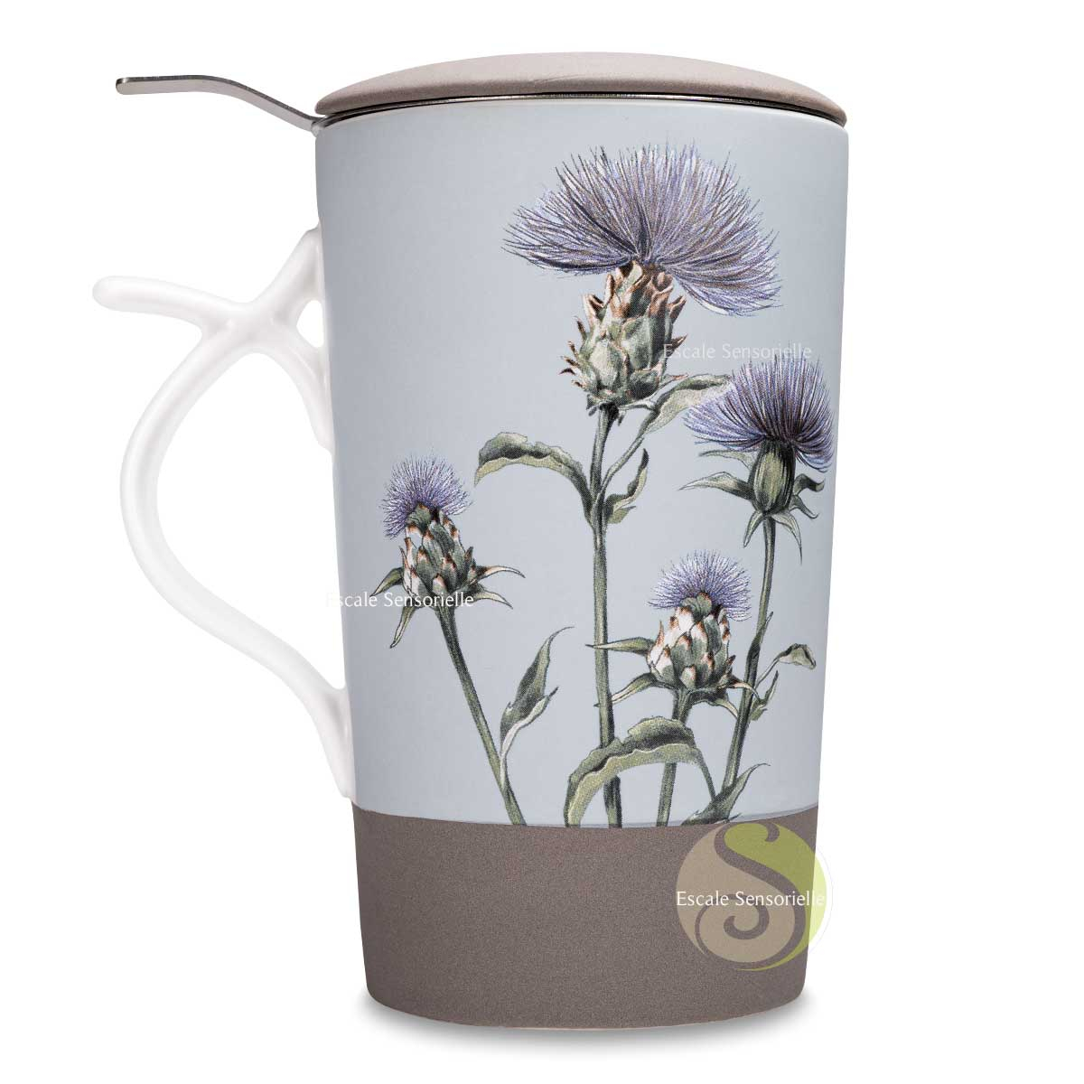Tisanière cardo bleu céramique anse ergonomique filtre inox
