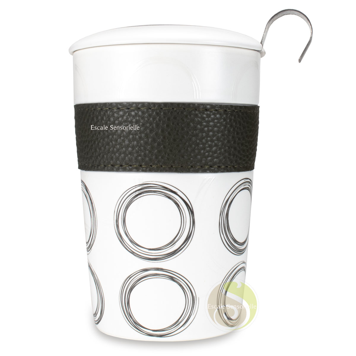 Nouvelle tisanière Teaeve Circular green double paroi avec manchette cuir synthétique