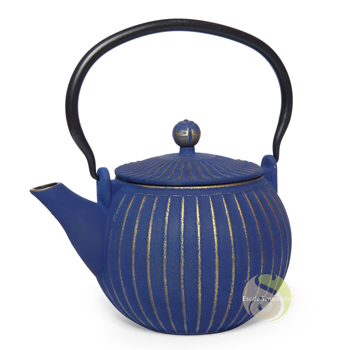 Théière moderme fonte seto bleu nuit et or 1200ml intérieur émaillé