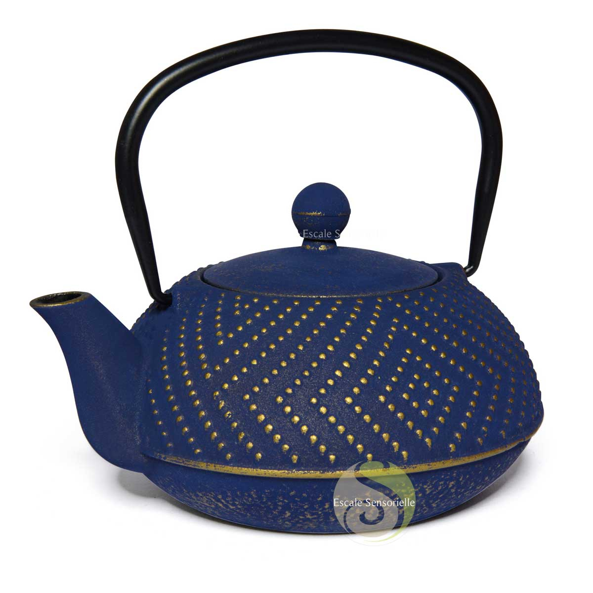 Théière fonte Miyako bleu nuit et or 900ml contrôle qualité Eurofins