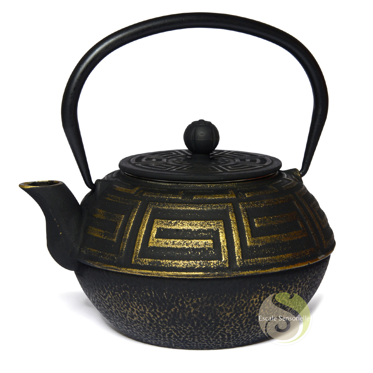 Tetsubin style japonais Théière fonte design Kazu noire et or 1200ml