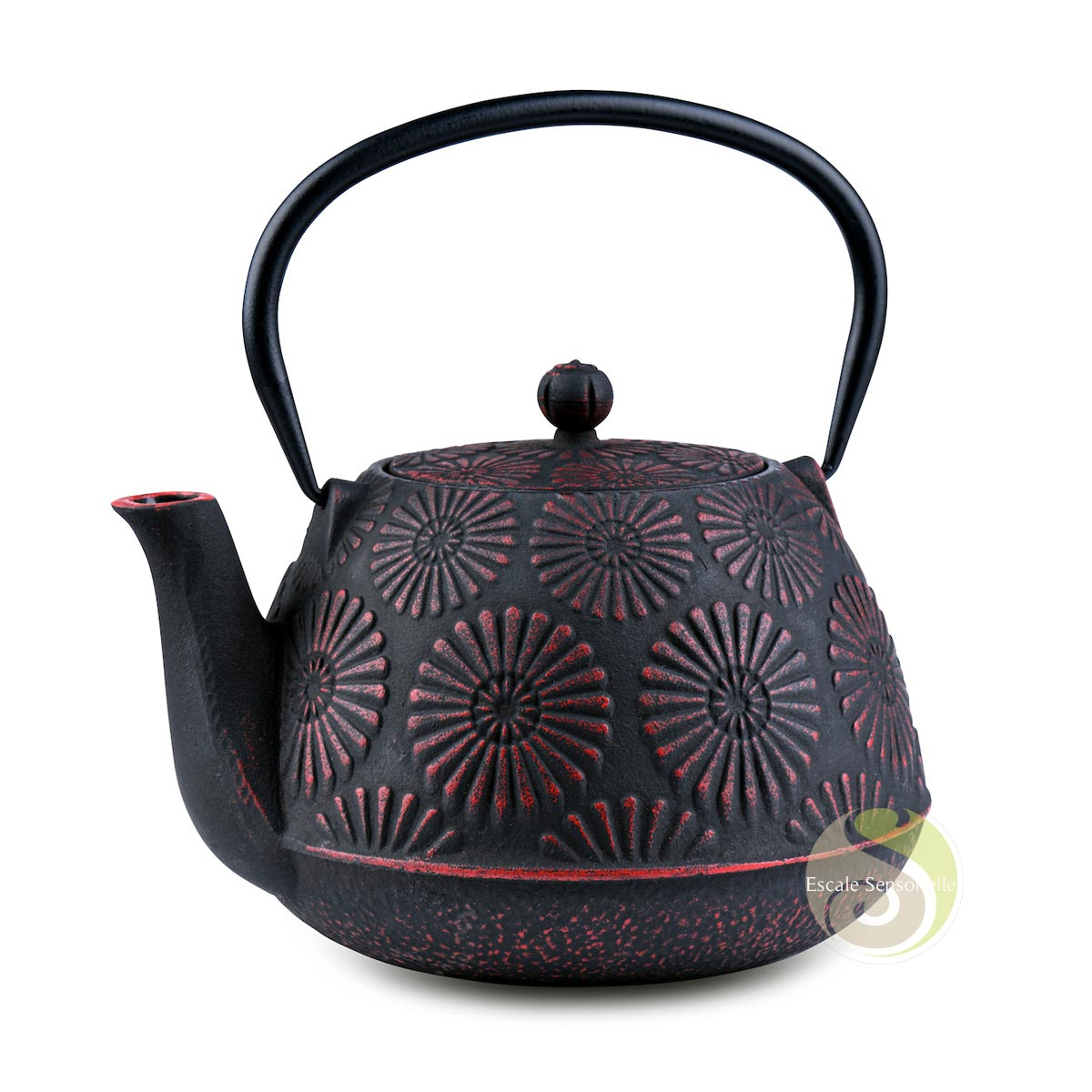 Théière Haiku en fonte émaillée rouge et noir 1200ml