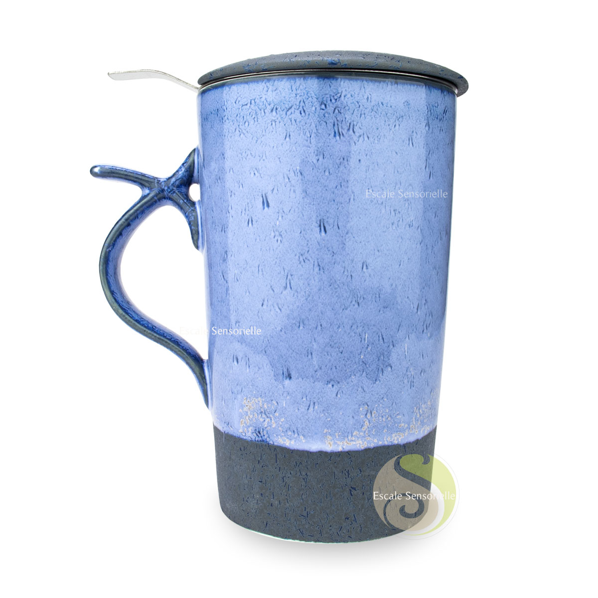 Tisanière Marlin bleu céramique anse ergonomique filtre inox