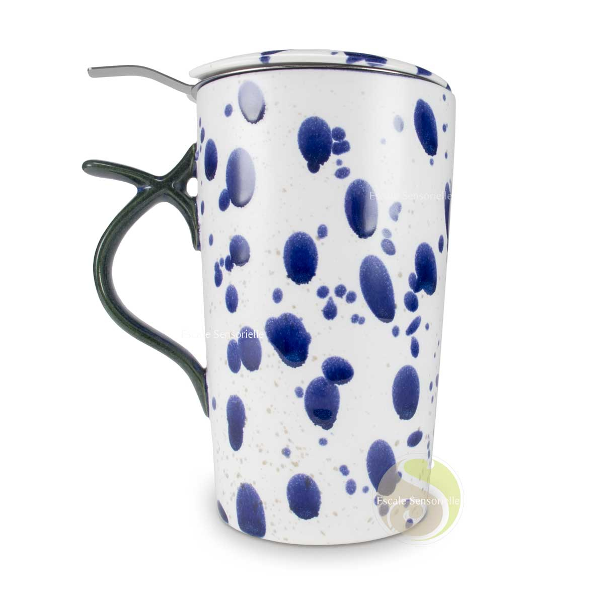 Tisanière céramique mikke bleu avec anse et filtre amovible 400ml