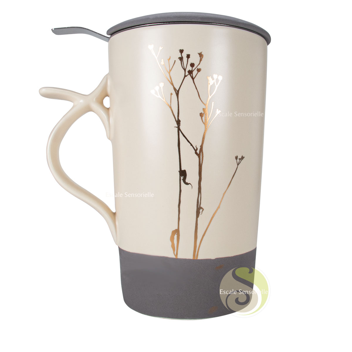 Tisanière céramique nava beige avec anse et filtre amovible 400ml
