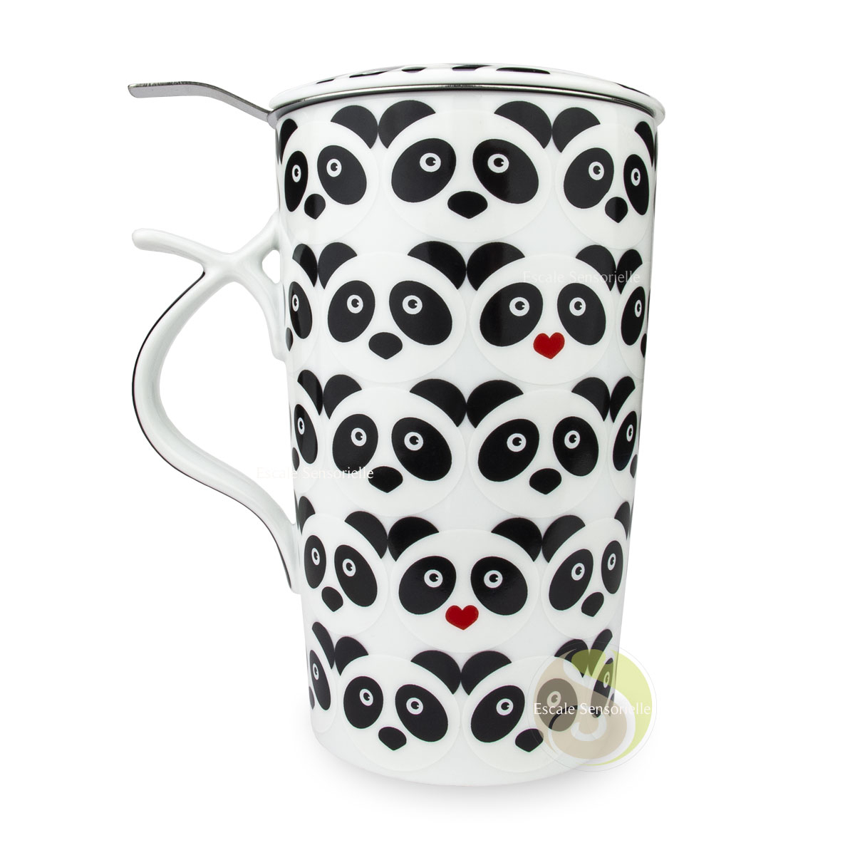 Tisanière filtre inox 3 pièces panda céramique