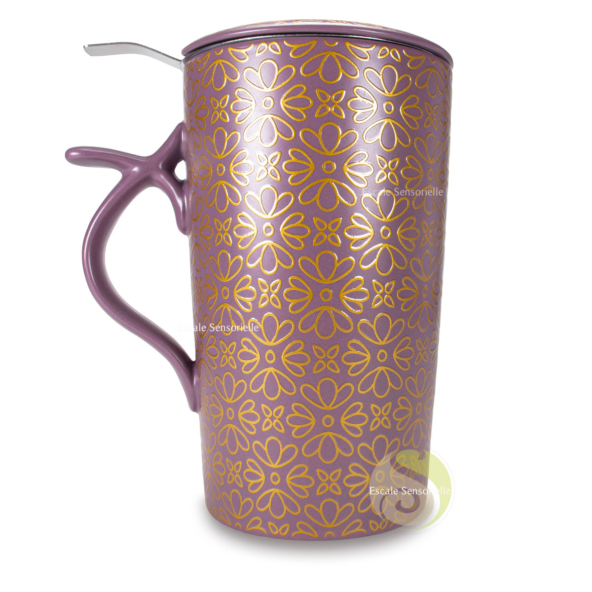 Tisanière céramique talvi mauve avec anse et filtre amovible 400ml