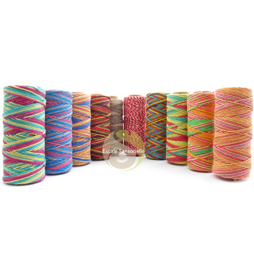 Bobine multicolore chanvre naturel rouleau 62 m création faire soit même