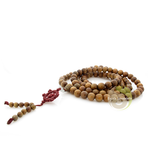 Roue de vie mala chapelet 108 perles bois de santal tibétain