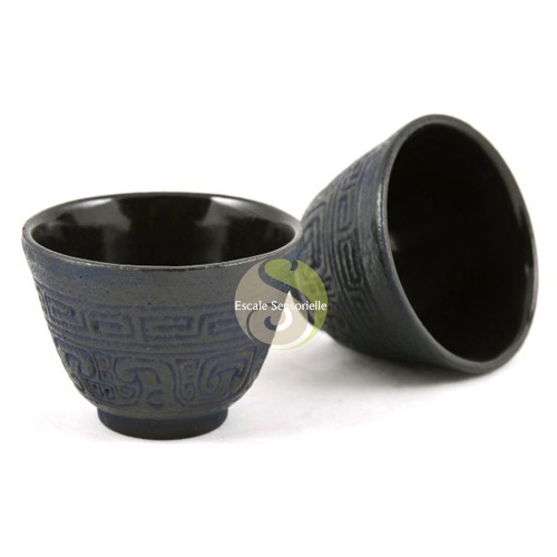 Duo tasses fontes émaillées bleu nuit Fuyuka