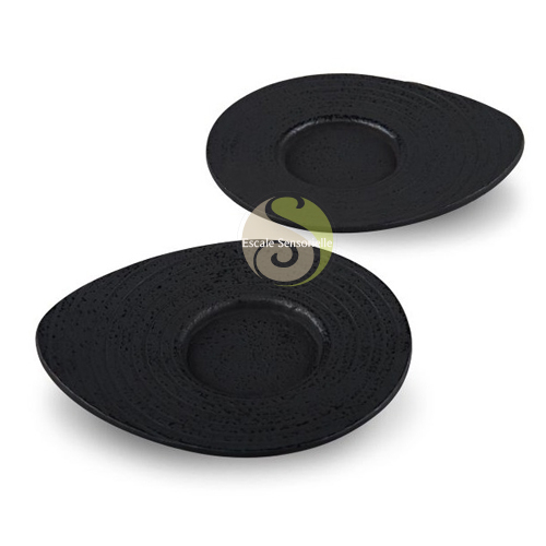 Sous tasse lot de 2 soucoupe fonte Hikari noir design