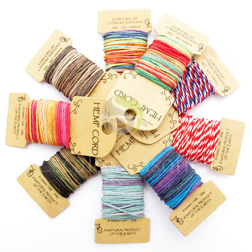 Corde chanvre naturel coloré multi couleur création bracelet collier scrapbooking