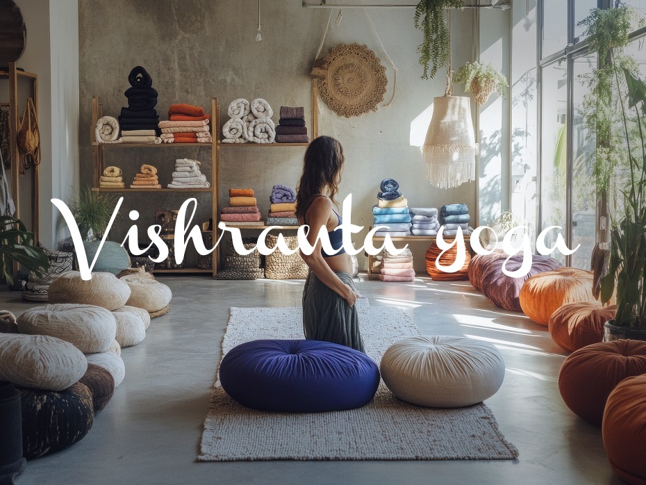 Une femme pratiquant le vishranta yoga