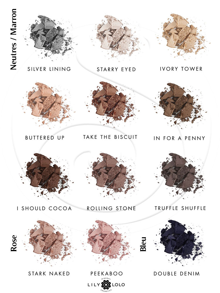 Nuancier ombres à paupières compacts Lily Lolo